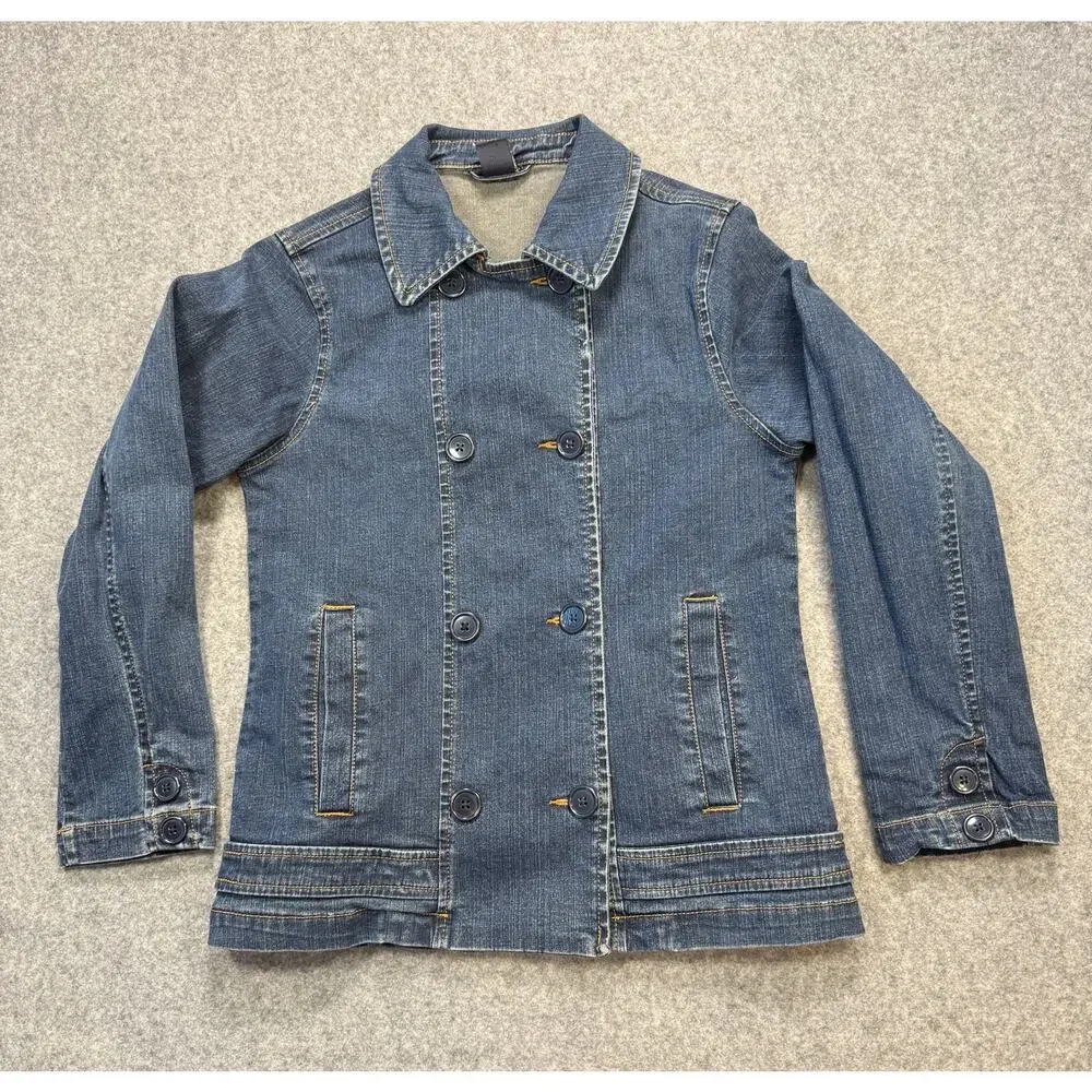 Girl's Gap Denim Double Breasted Denim Blue‎ Jean Jacket Size XL Size 12